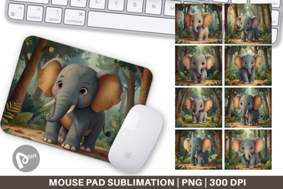 Cartoon Elephant Forest Mouse Pad for Work and Play