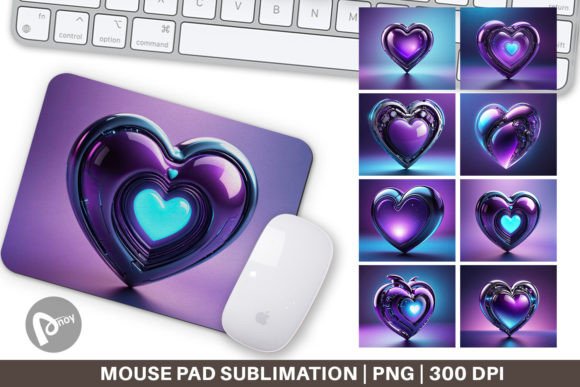 Futuristic Purple Heart Mouse Pad: Style Meets Comfort