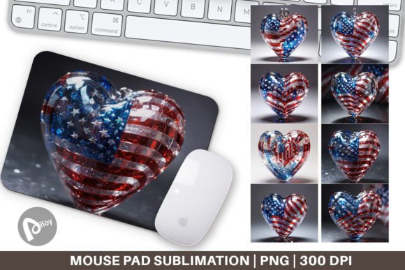 Mouse Pad Glass Heart Patriotic: A Sublimation Design That Redefines Desktop Identity