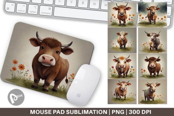 Mouse Pad Illustration Cow: Blending Artistic Detail with Everyday Function