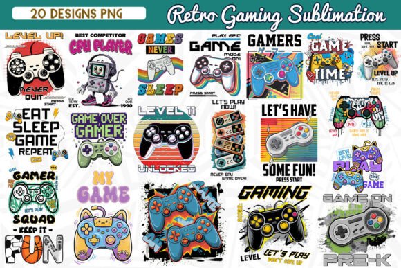 Retro Gaming Sublimation Bundle: Design Assets That Pop