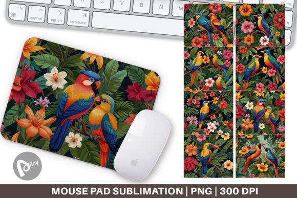 Tropical Birds Perched Mouse Pad – Vibrant Desk Decor